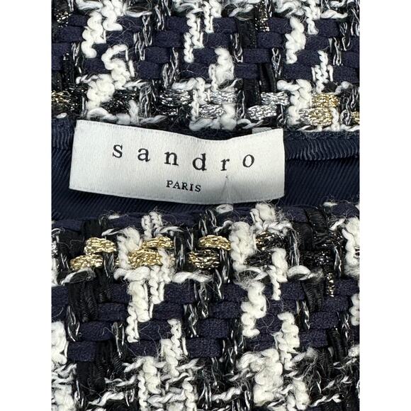 Sandro Houndstooth Decorative Buttons Skirt  Sz.1 - Picture 5 of 6